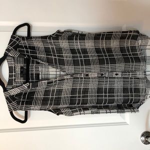 Aqua small navy and white check blouse